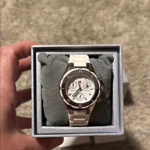 Michele Silver and White Luxury Watch - Picture 2 of 10